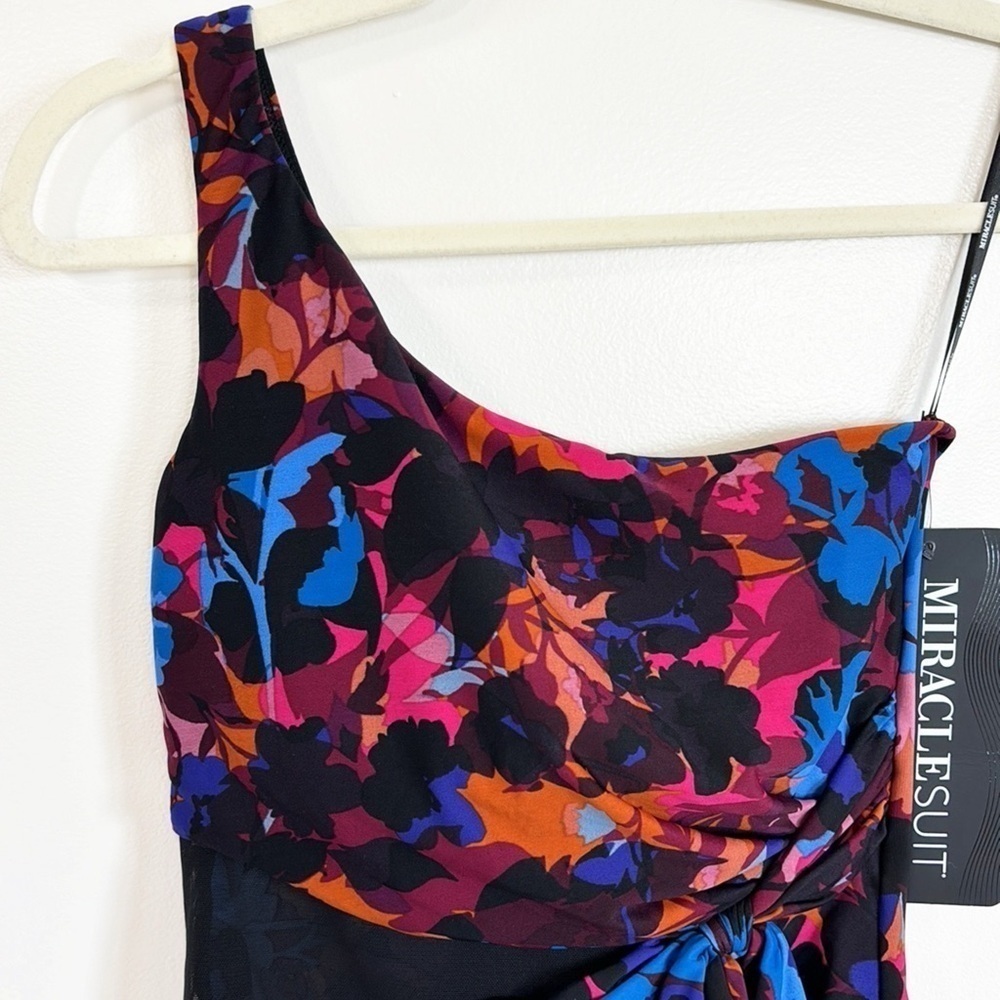New MiracleSuit Solstice Gem One Shoulder Vibrant Mesh Inset One-Piece Swimsuit - Picture 4 of 16